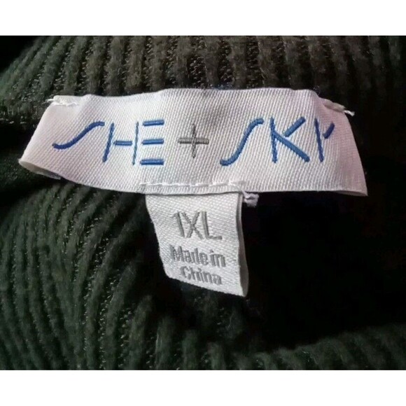 She + Sky Size 1XL Sweater Pullover Cowl Neck Green - Picture 4 of 5